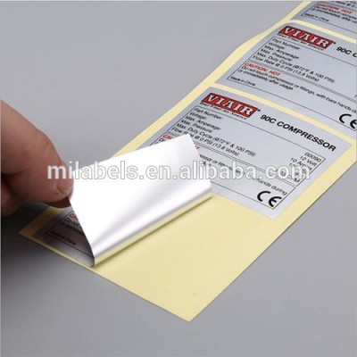 Silver Polyester Rectangular Product Sticker Labels Printing